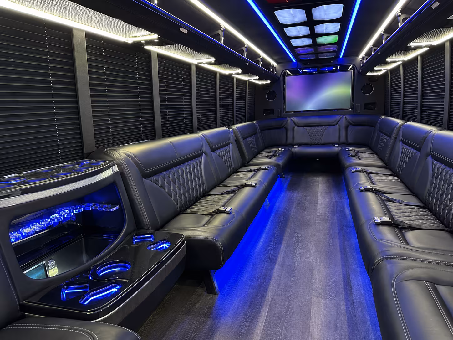 bellevue 20 passenger party bus inside
