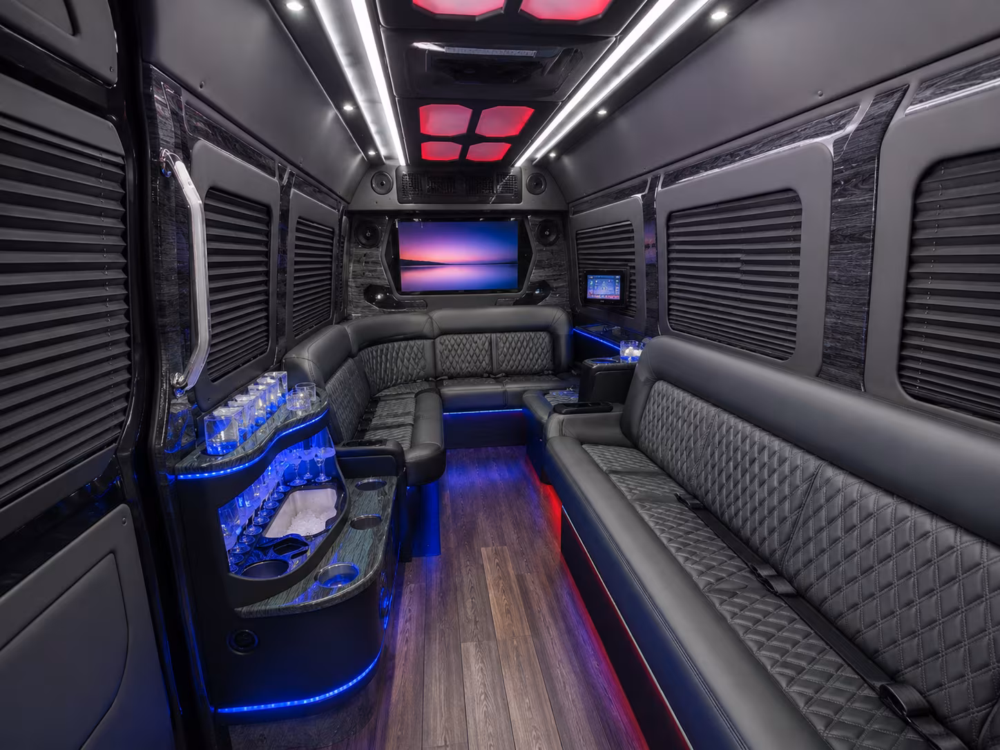 bellevue 28 passenger party bus interior